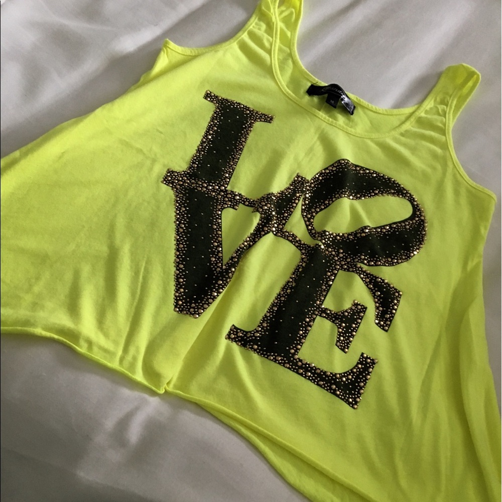 NWOT Mandee Love lime green tank